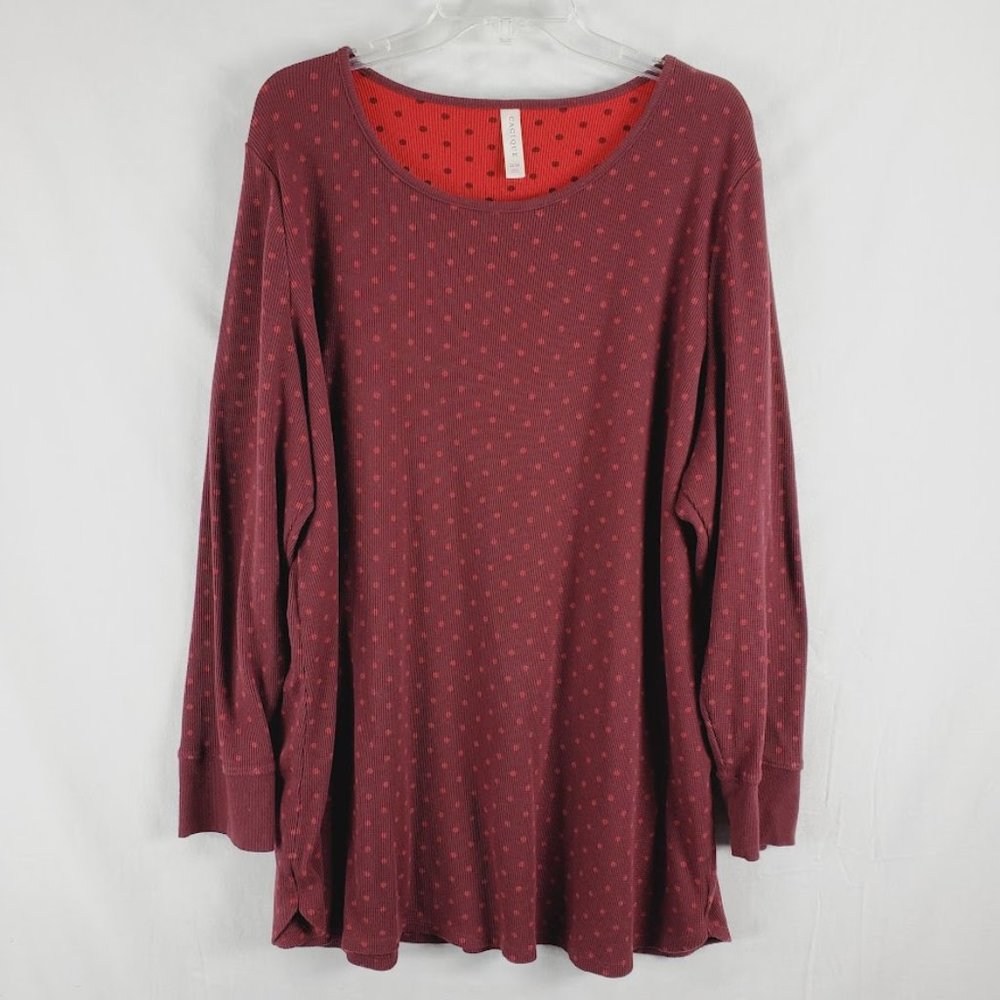 Cacique Polka Dot Thermal Sleep Shirt Nightie 22 24 Fall Colors - Picture 1 of 3